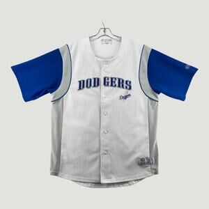 Los Angeles Dodgers Baseball Jersey True Fan White Blue Button Front Adult XL